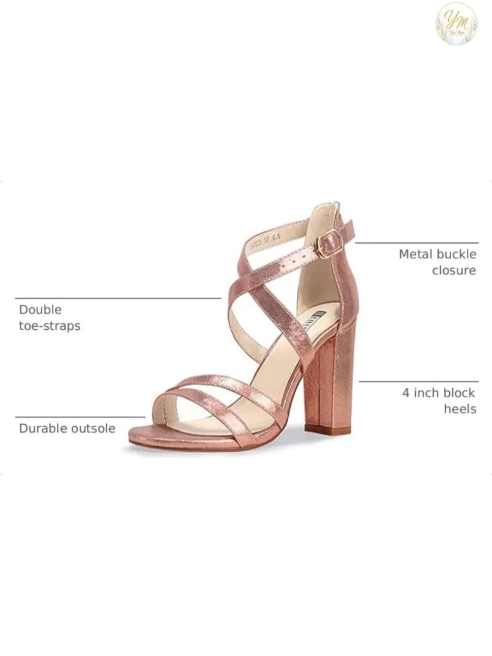 IDIFU Strappy Heels Chunky High Open Toe Ankle Strap Heeled Sandals Bridal
